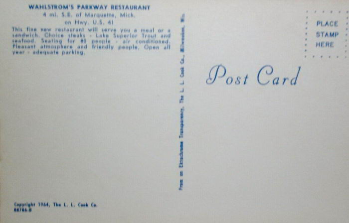 Wahlstroms Parkway Restaurant - Old Postcard